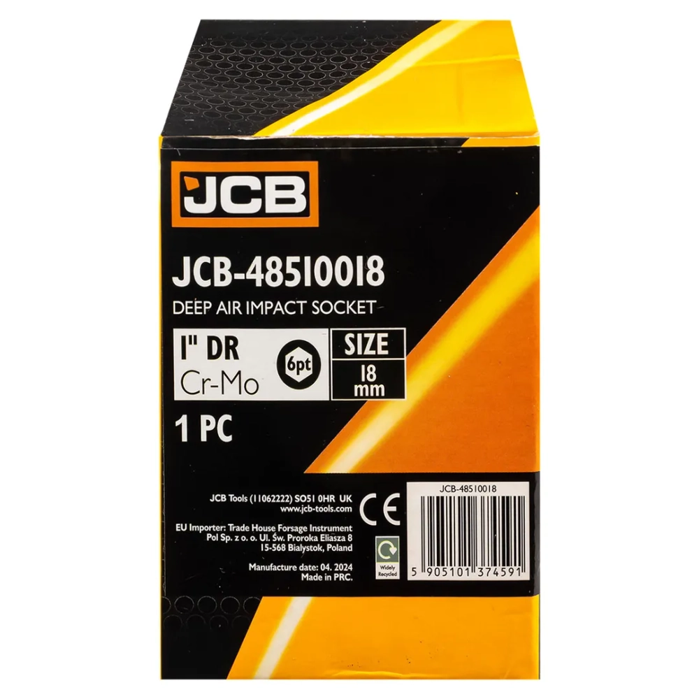 Головка ударная глубокая 18мм (6гр.), 1'' JCB JCB-48510018