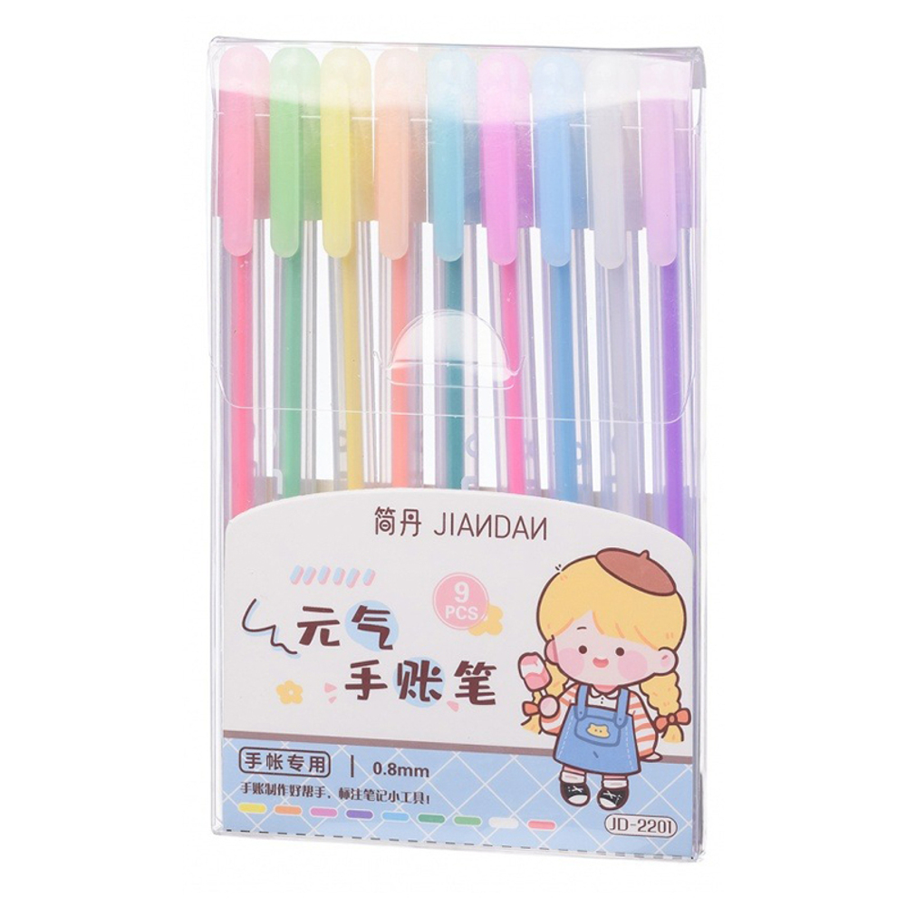 Ручка гелевая, Jiandan, цветные чернила, серия "Candy", 9 шт