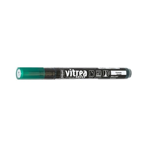 Маркер по стеклу Vitrea 160 глянцевый 1.2 мм, перо круглое, 6 шт, 118085 изумрудный, Pebeo