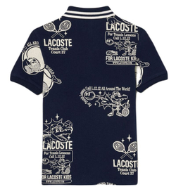 Футболка для мальчика теннисная Lacoste Graphic Print Cotton Polo - navy blue/white