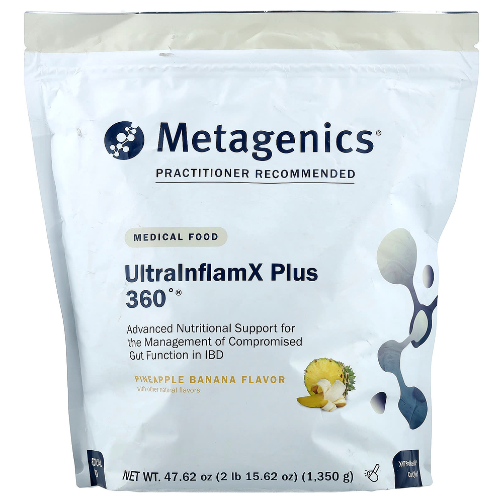 Metagenics, UltralnflamX Plus 360 °, медицинское питание, ананас и банан, 1350 г (47,62 унции)