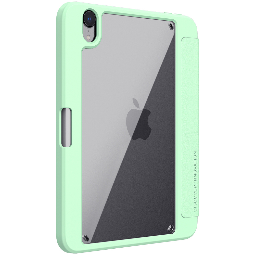 Чехол книжка зеленого цвета(Matcha Green) от Nillkin для планшета iPad Mini 6 и Mini 7, серия Bevel Leather Case, функция пробуждения и сна