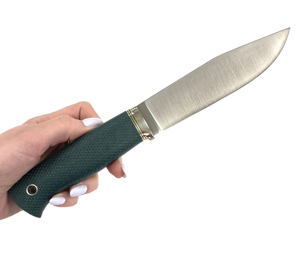 Нож Бер Эксперт, N690, микарта изумруд, гарда мельхиор, 367.5352