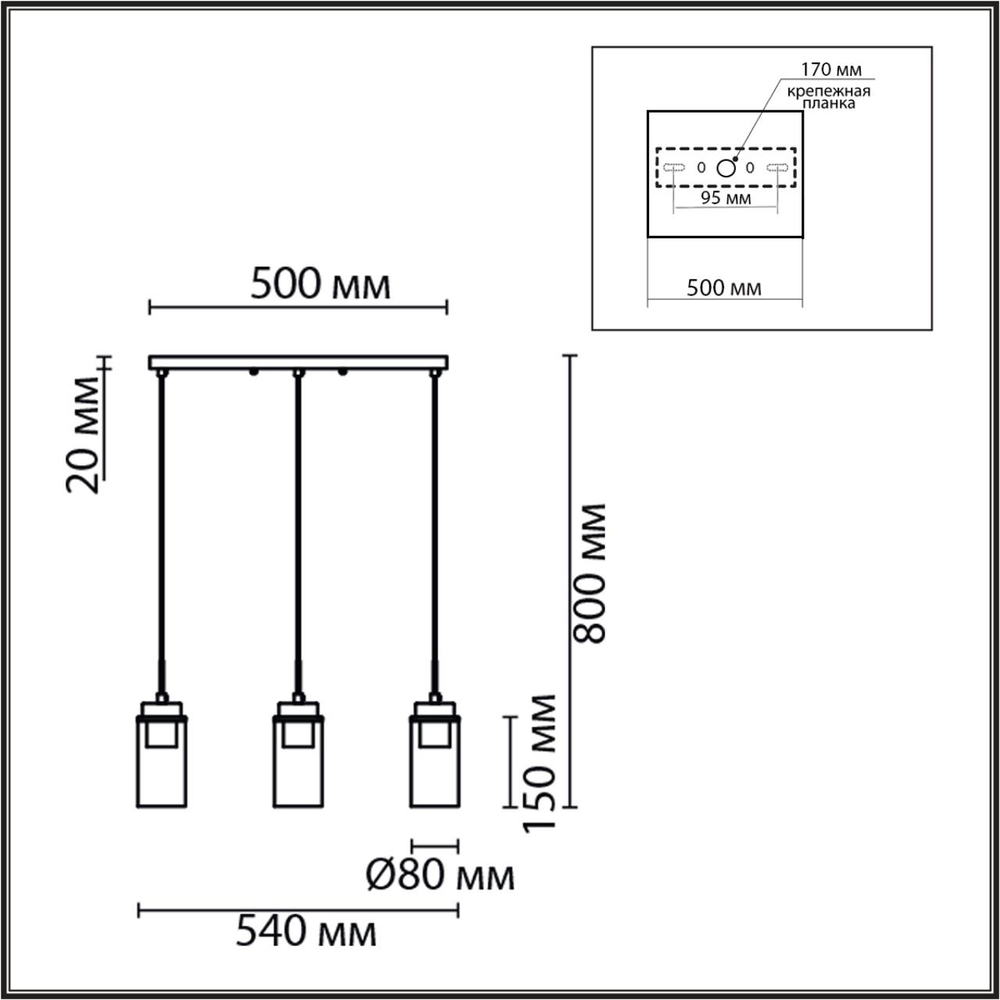 8102/3A LN Подвес E14 3*40Вт 220В IP20 COMFI