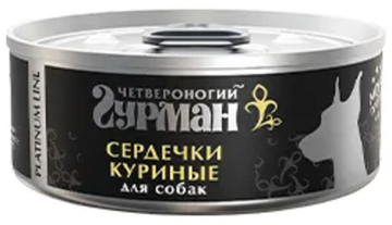 Четвероногий гурман Platinum Line консервы для собак "Сердечки куриные в желе", 100 г