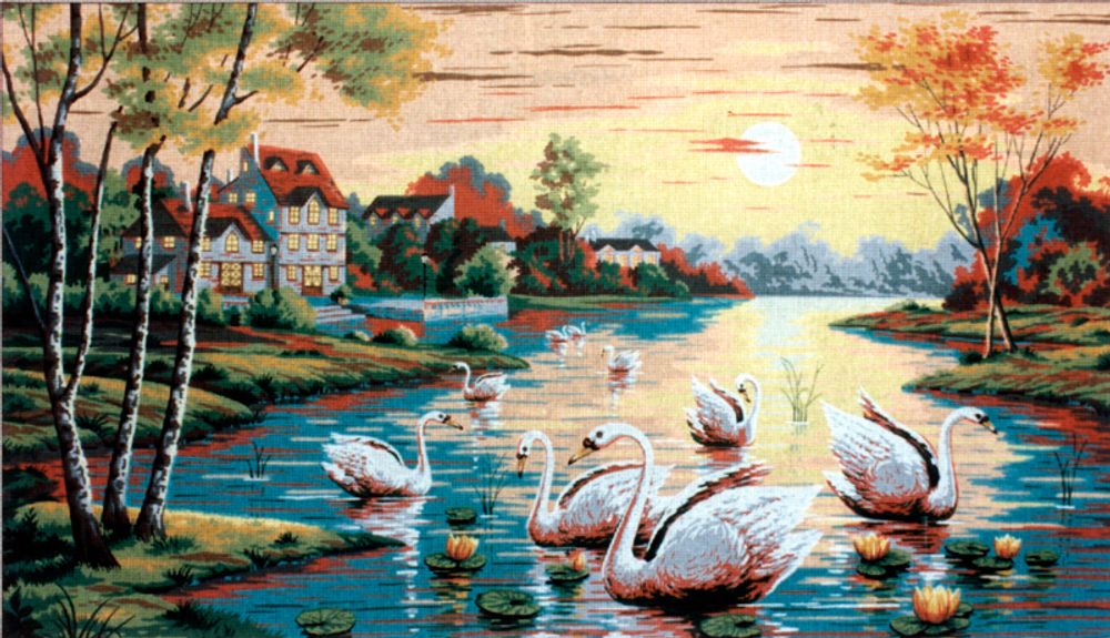 Рисунок для вышивания Soulos (канва жесткая), Лебединый пруд, 80х130 см Рисунок для вышивания Soulos (канва жесткая), Лебединый пруд, 80х130 см
