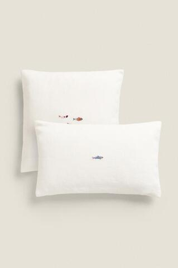 ZARA HOME ЧЕХОЛ НА ПОДУШКУ С ВЫШИВКОЙ, КРЕМОВЫЙ