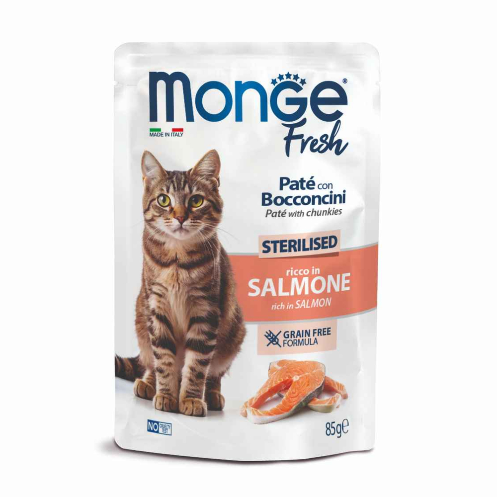 Влажный корм Monge Cat Fresh для стерилизованных кошек с лососем паучи 85 г
