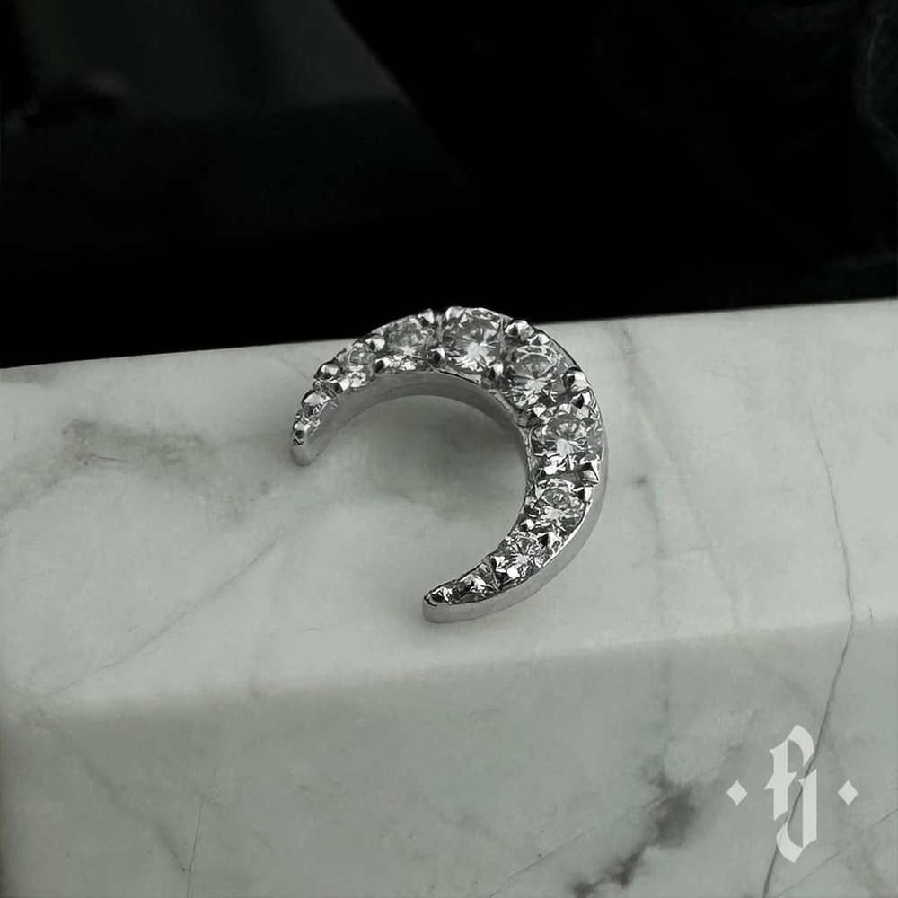 Накрутка "Shine Moon" - Белое золото - White CZ