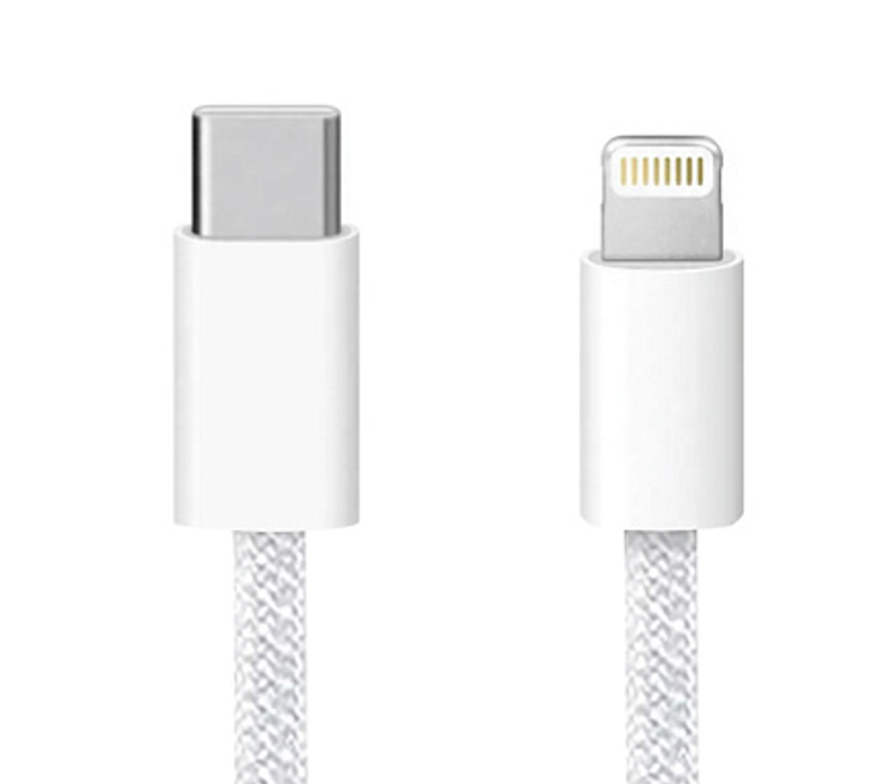 Кабель USB "WALKER" C860, (2 метра), 30W, Type-C-Lightning, поддержка PD, нейлон, белый