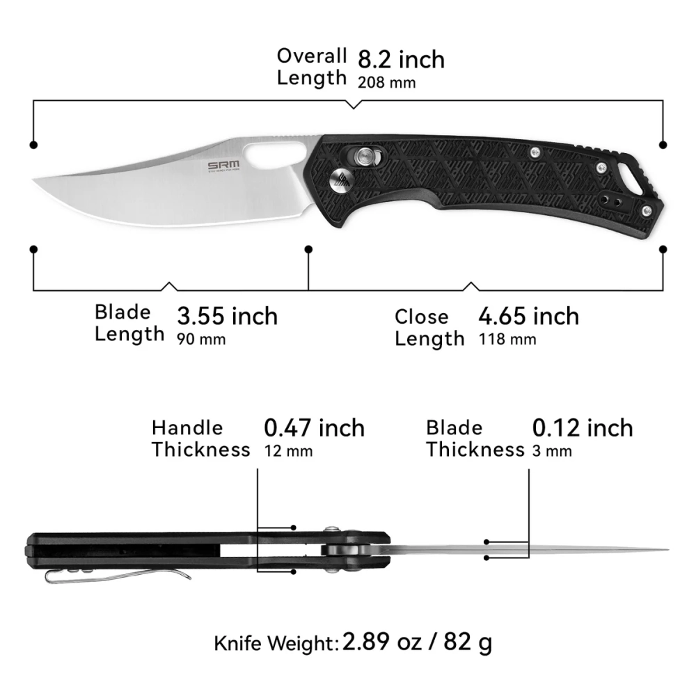 Нож складной SRM 9201-PB Retriever Satin (8Cr13MoV, Black FRN)