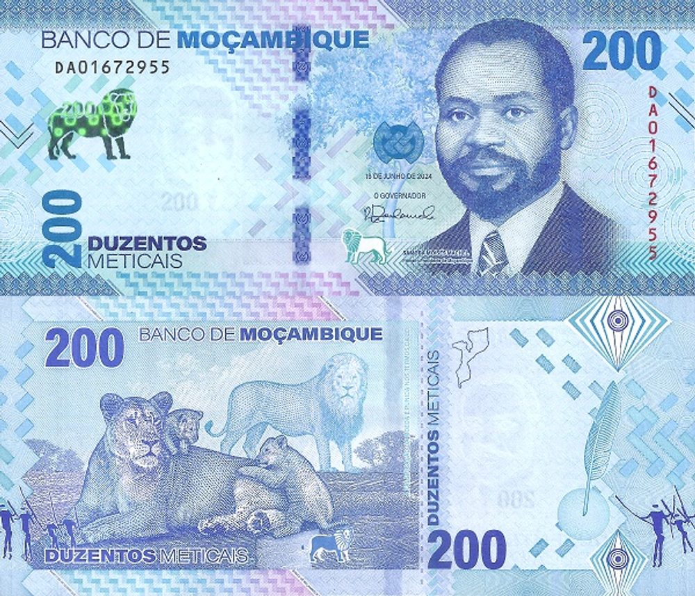 Мозамбик 200 метикал 2024 Львы UNC