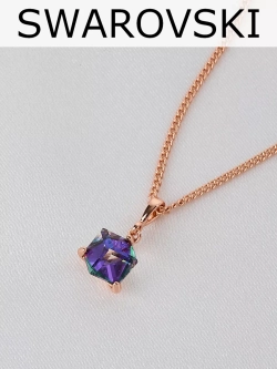Кулон-кубик Миражи с фиолетовым кристаллом Swarovski