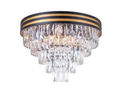 Люстра потолочная NewRgy 2417J/12A MBK+GD+CL, 12×40 Вт, золотая и чёрная и прозрачная