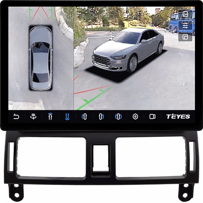 Магнитола для Toyota Avensis T250 2003-2009 (рамка наверх) - Teyes CC3-2K-360 монитор 13" 2K QLED на Android 10, Быстрая, CarPlay, 4G SIM-слот, 4 камеры в комплекте