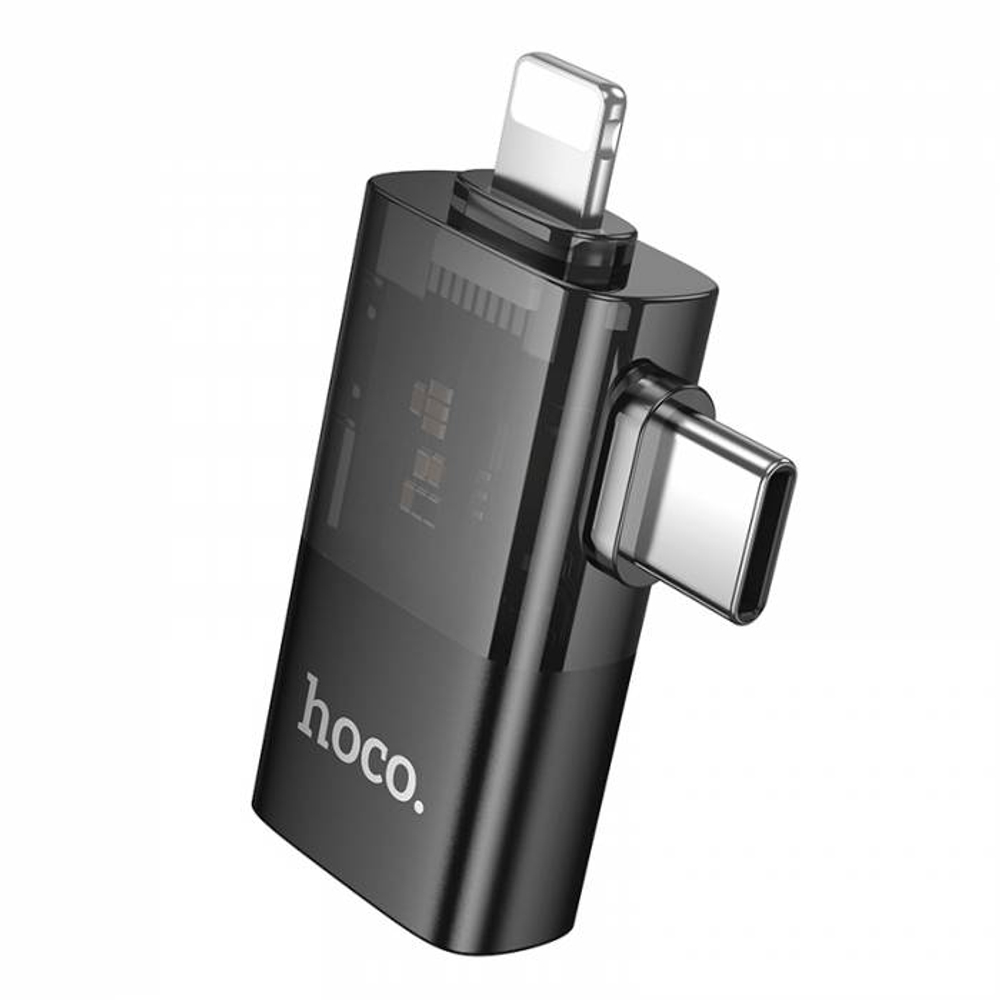 OTG Переходник Hoco UA36E iP штекер/C штекер на USB гнездо OTG 2-в-1 адаптер