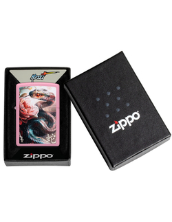 Зажигалка ZIPPO Mazzi Anaconda с покрытием Pink Matte, латунь/сталь, розовая, матовая, 38x13x57 м, ш