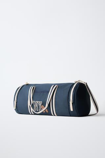 ZARA СУМКА-БОУЛИНГ VARSITY, СИНИЙ