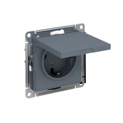 ATLASDESIGN РОЗЕТКА с заземлением со шторками с крышкой, 16А, IP20, механизм, ГРИФЕЛЬ