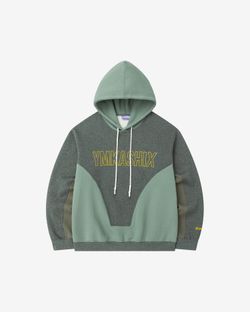 Худи HTF Three Color Block серый / зеленый
