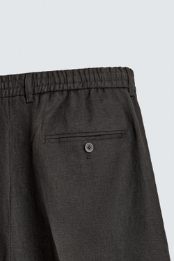 ZARA БРЮКИ КЛАССИЧЕСКОГО КРОЯ ИЗ 100% ЛЬНА, КОРИЧНЕВЫЙ