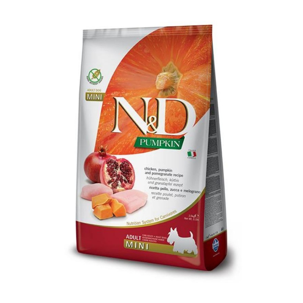 Farmina N&D GF Pumpkin Adult Mini 800 г корм беззерновой для собак курица с тыквой и гранатом