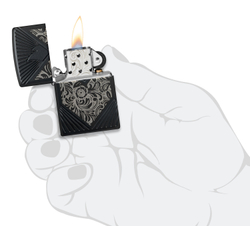 Зажигалка Zippo Armor® с покрытием Black Matte, латунь/сталь, чёрная, матовая, 38x13x57 мм