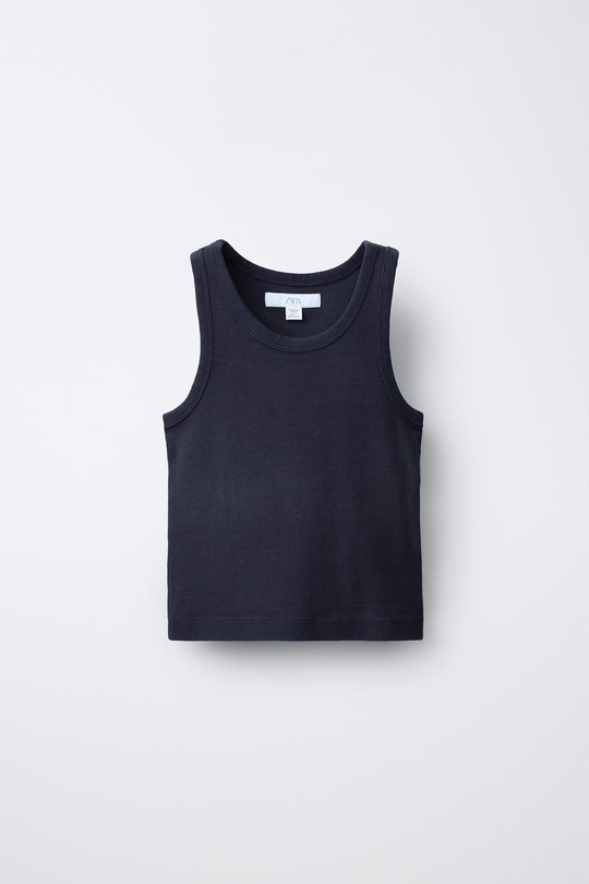 ZARA ТОП В РУБЧИК, МОРСКОЙ СИНИЙ