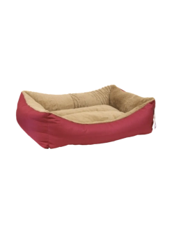 Лежанка LOOIE прямоугольная с мехом, M, 70*60*23см, красная