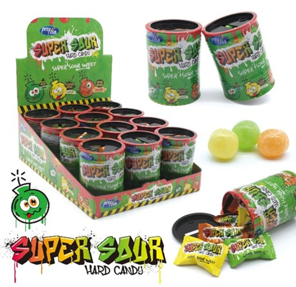 Леденец Super Sour Hard Candy, 40г (12шт)