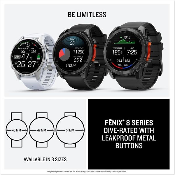 Умные часы Garmin Fenix 8 43 мм AMOLED Серебристый | Silver (010-02903-00 | 010-02903-06)