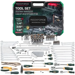 Набор инструментов 142+2пр. 1/4'', 3/8'', 1/2''(6гр.,12гр.) RockFORCE RF-41421+2