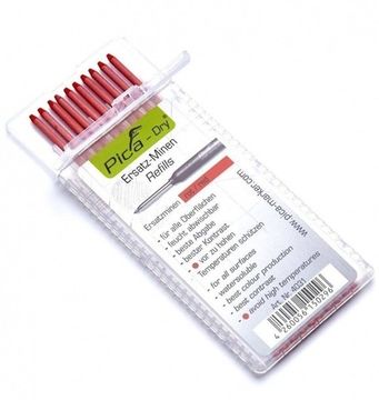 Комплект 10 красных грифелей для разметочного карандаша Pica-Dry 3030 PICA-MARKER 4031