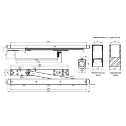 Доводчик врезной DOORLOCK DL750ITS/BC (Hold-open,Back Check) EN3-6 серебро