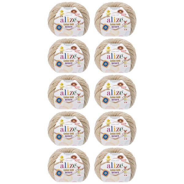 Пряжа Alize (Ализе) Cotton Gold Hobby New / уп.10 мот. по 50 г, 165 м, 262 беж