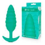Ребристый текстурированный анальный плаг с вибрацией 15,4см b-Vibe Twist BV-022-GRN
