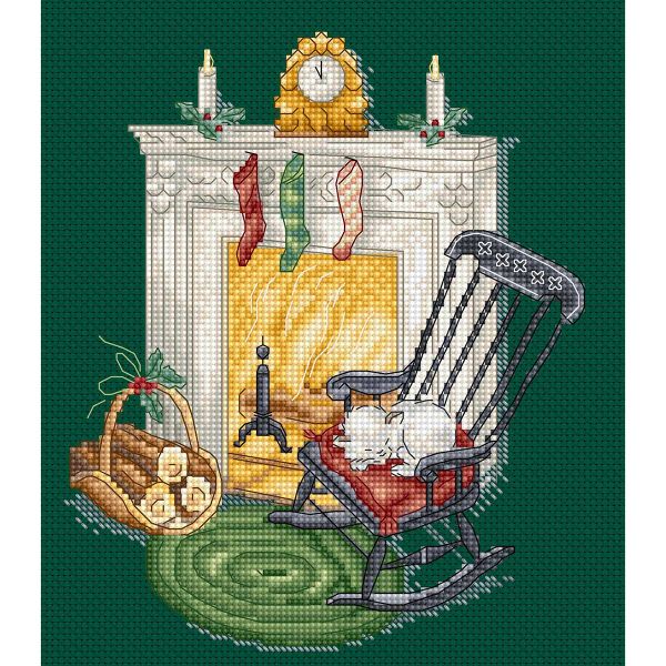 Набор для вышивания нитками LetiStitch L8224, Отдых у камина 15х17см