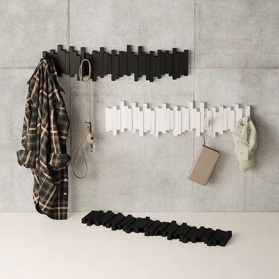 Вешалка настенная sticks, 72 см, 8 крючков, белая