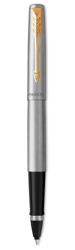 Ручка-роллер Parker Jotter Core T61 Stainless Steel GT M стержень:F цвет чернил: black, в подарочной упаковке.