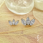 Кластер "Triple Marquise" - Желтое золото - White CZ