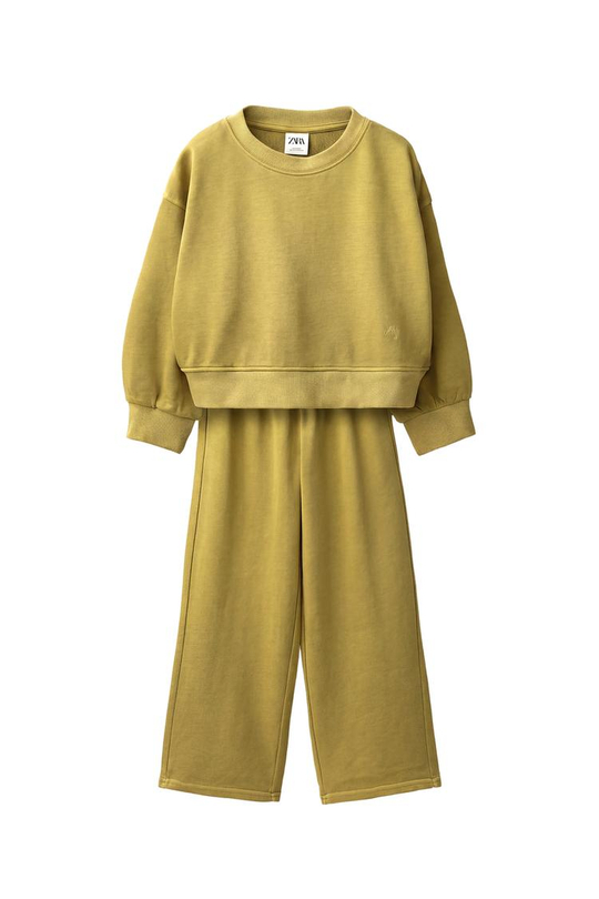 ZARA КОМПЛЕКТ ИЗ ТОЛСТОВКИ И БРЮК, ОЛИВКОВЫЙ