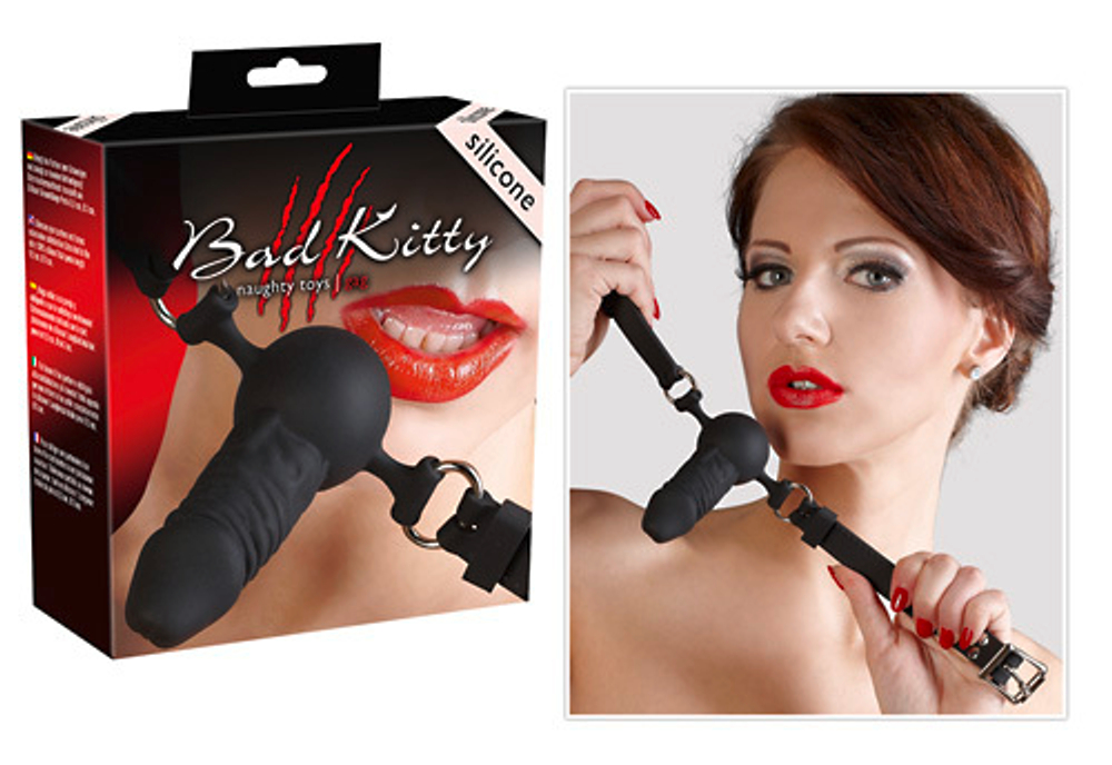 Bad Kitty Silikon-Knebel - Кляп с наружним фаллоимитатором