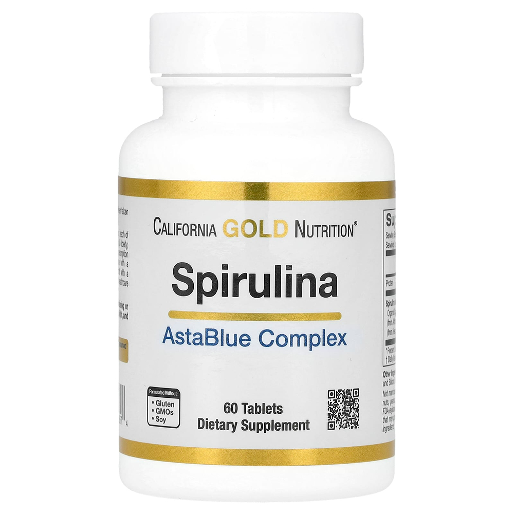 California Gold Nutrition, спирулина, органический комплекс AstaBlue, 60 таблеток
