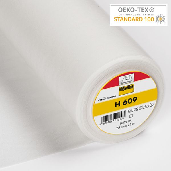 Флизелин клеевой для эластичных тканей H 609, 75см*25м, белый, 53532428, Freudenberg