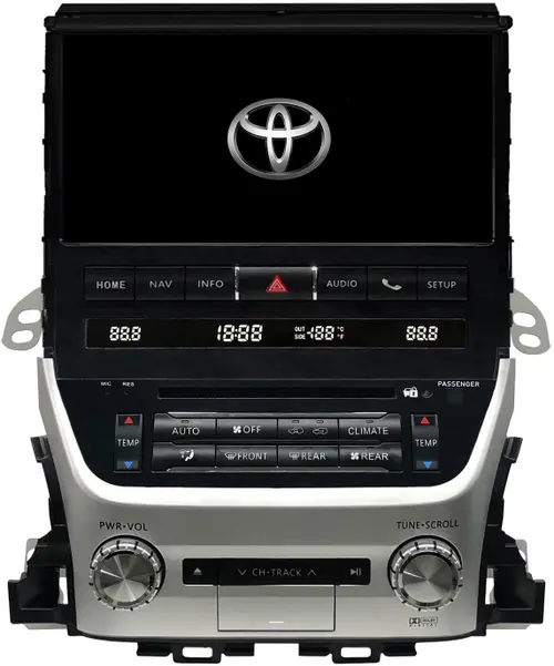 Магнитола для Toyota Land Cruiser 200 2015-2021 (без JBL) - Kuberg ZH-T1000 дисплей 10.1" на Android 12, Быстрая, CarPlay, 4G SIM-слот, блок климата в комплекте