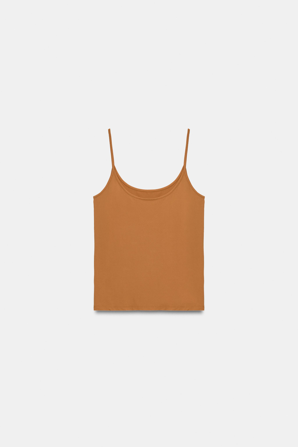 ZARA МАЙКА ИЗ ПОЛИАМИДА НА ТОНКИХ БРЕТЕЛЯХ, ГОРЧИЧНЫЙ