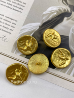 Пуговицы золотистые Скиап. круглые с птицей