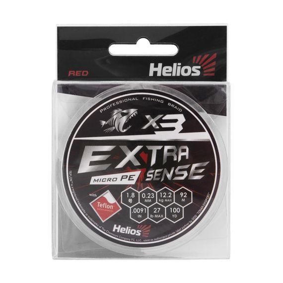 Шнур Helios Extrasense X3 PE Red 92m 1.8/27LB 0.23mm (HS-ES-X3-1.8/27LB)