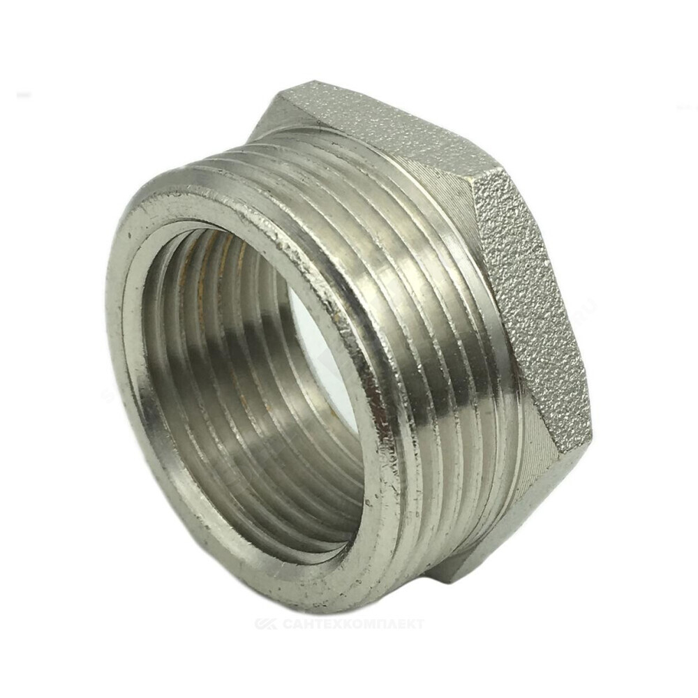 Футорка латунь никель Ду 20х15 (3/4"х1/2") НР/ВР SantechSystems .