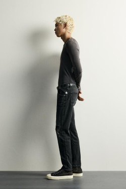 ZARA ДЖИНСЫ SKINNY FIT С РАЗРЕЗАМИ, УГОЛЬНЫЙ